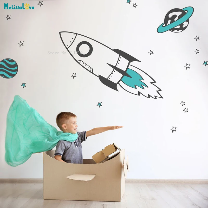 Custom 2 Colors Rocket and Stars wall Sticker Pack Space Home Decor Kids Baby Room Exercise Imagination Nursery Poster YT1549
Custom 2 Colors Rocket and Stars wall Sticker Pack Space Home Decor Kids Baby Room Exercise Imagination Nursery Poster YT1549