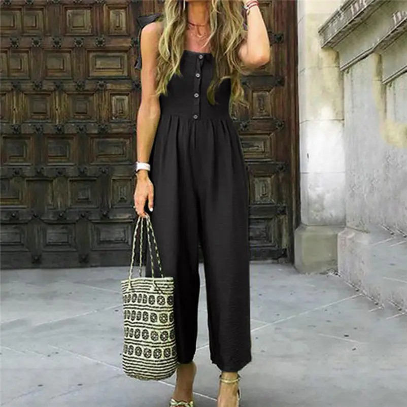 Women Jumpsuit 2019 New Simple Women's Casual Summer Jumpsuit Solid Color With Buttons Shoulder Strap Bandagws Overalls F4
Women Jumpsuit 2019 New Simple Women's Casual Summer Jumpsuit Solid Color With Buttons Shoulder Strap Bandagws Overalls F4