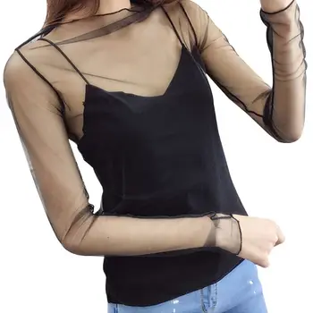 Long Sleeve Hollow Out See Through Mesh Blouse Womens Summer Basic Bottoming Shirt Ruffles Mock Neck Slim Pullover Tops
Long Sleeve Hollow Out See Through Mesh Blouse Womens Summer Basic Bottoming Shirt Ruffles Mock Neck Slim Pullover Tops
