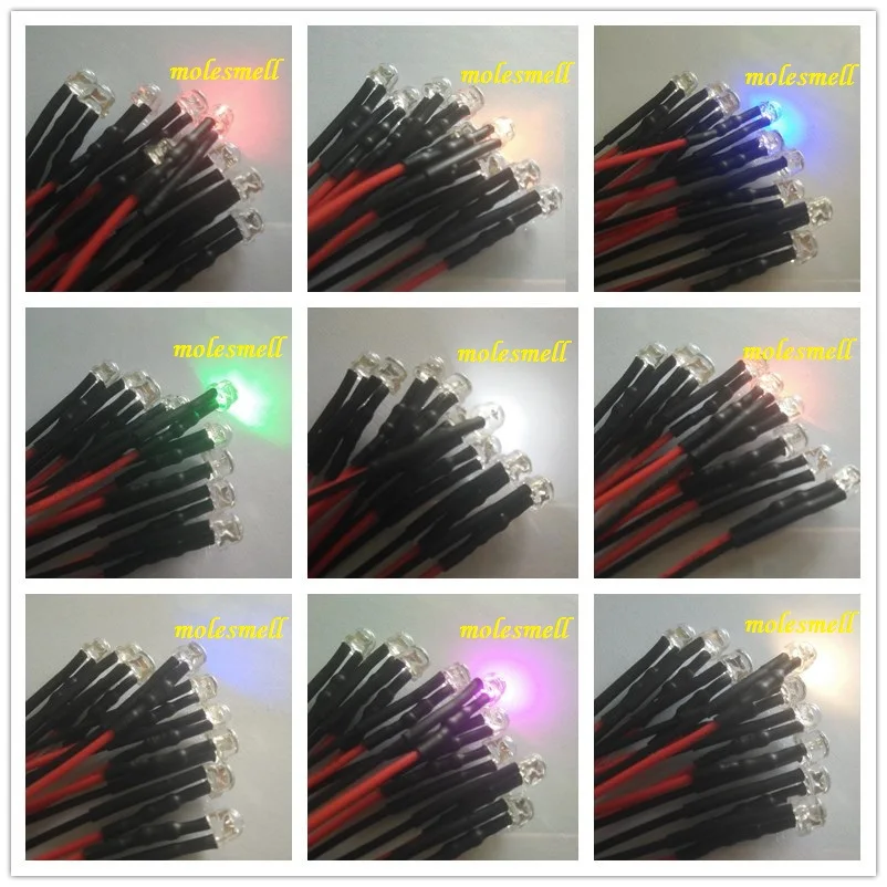 10pcs 1.8mm Green Diffused Lens Pre Wired LEDs Light Model Lamp 12v USA