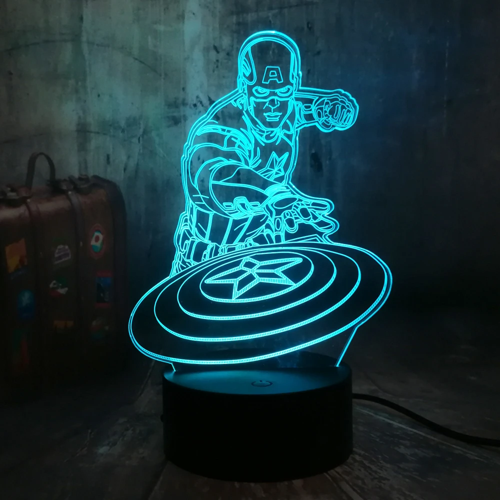 Marvel Comics The Avengers Captain America Night Light 3D Illusion Led 7 Color Change Touch Remote Child Desk Lamp Kid Toys Gift
Marvel Comics The Avengers Captain America Night Light 3D Illusion Led 7 Color Change Touch Remote Child Desk Lamp Kid Toys Gift