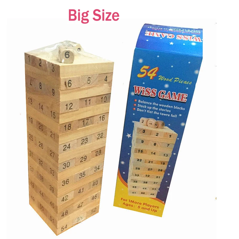 LWKO 54pcs Big Tumbling Stacking Tower Digital Wooden Puzzles Toys Building Family Party Board Games Kids Toy For Children Gift
LWKO 54pcs Big Tumbling Stacking Tower Digital Wooden Puzzles Toys Building Family Party Board Games Kids Toy For Children Gift