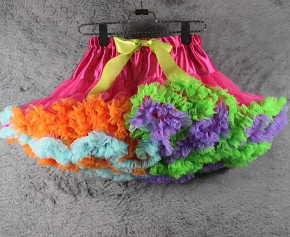 

2019 hot sale baby girl tutu skirt tutu pettiskirt Rainbow Skirts girls fluffy pettiskirts