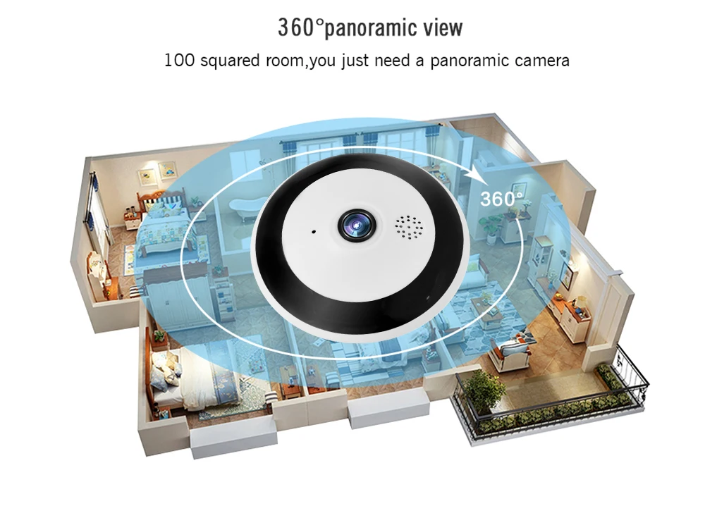 Wistino WiFi HD 1080P Panoramic VR IP Camera Surveillance Security Camera CCTV Wireless Smart Home Video Baby Monitor Alarm Night Vision V380 H.265 (2)