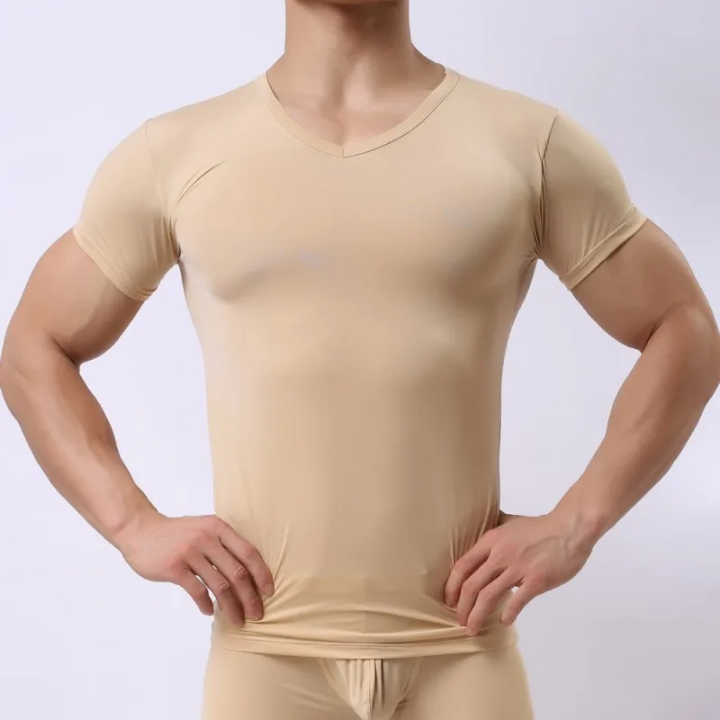 Man Undershirts Ice Silk Sheer T Shirts Male V-neck Short Sleeves Stretch Tops Tee Ultra-thin Fitness Sleepwear Undershirts S-XL
Man Undershirts Ice Silk Sheer T Shirts Male V-neck Short Sleeves Stretch Tops Tee Ultra-thin Fitness Sleepwear Undershirts S-XL