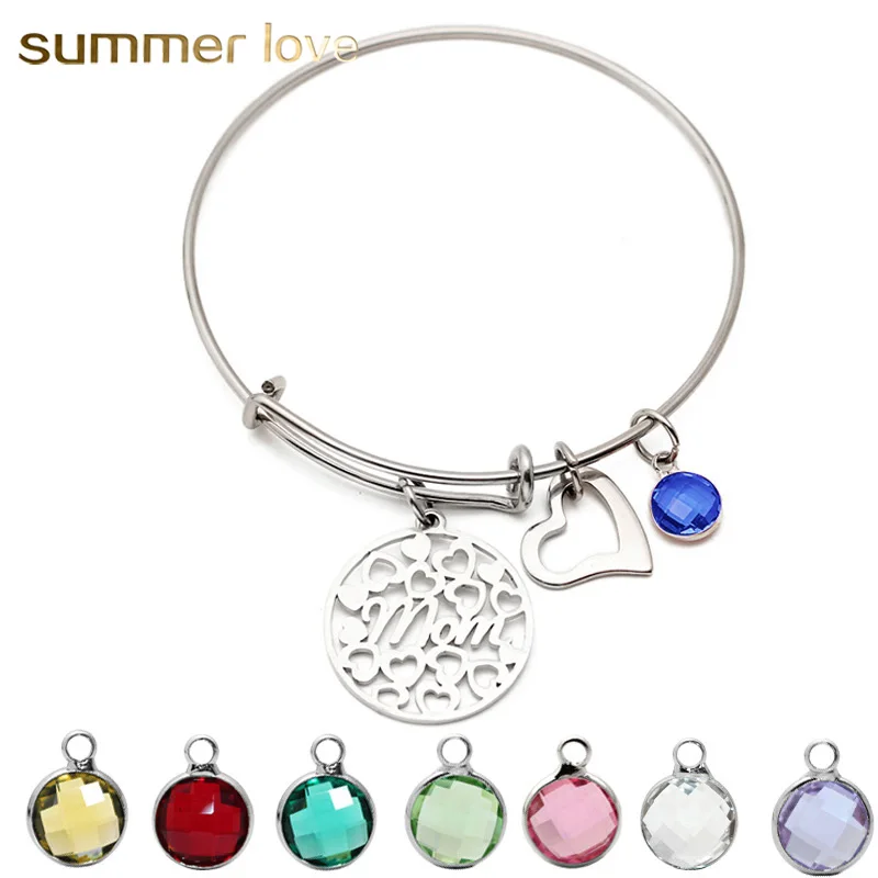 Love Family Crystal 12 Birthstone Mom Bracelet Jewelry Expandable Wire Heart Bangles Mother's Day Gift for Mom with Gift Box
Love Family Crystal 12 Birthstone Mom Bracelet Jewelry Expandable Wire Heart Bangles Mother's Day Gift for Mom with Gift Box