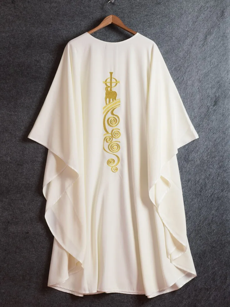 Chasuble Catholic White Church Lamb Embroidered Priest Vestments Chasuble Catholic White Church Lamb Embroidered Priest Vestments