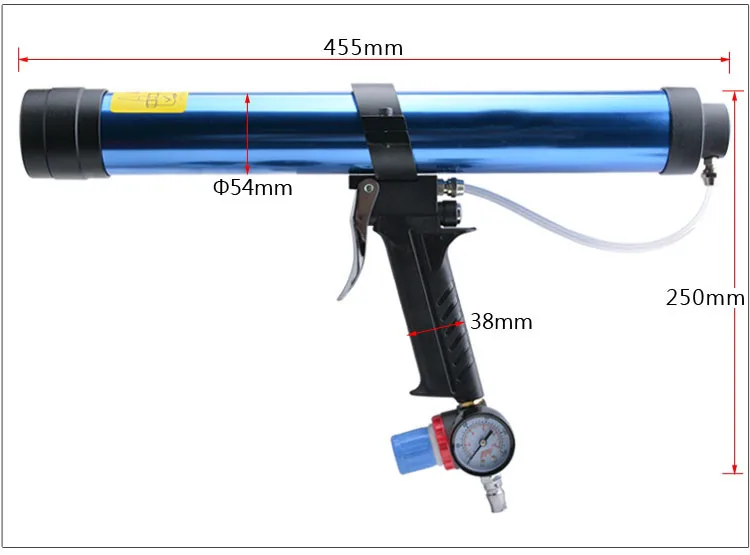 600ml Sausage pneumatic air glass glue guns caulking gun sealant cartridge set | Инструменты