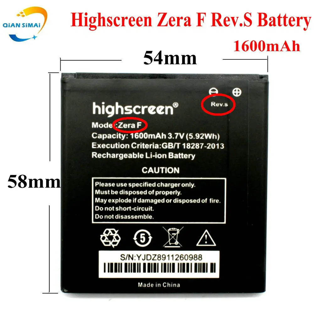 QiAN SiMAi 1PCS New high quality Length Zera F Rev.S (58 x54 mm) Battery For highscreen Zera F Rev.s phone + tracking code
QiAN SiMAi 1PCS New high quality Length Zera F Rev.S (58 x54 mm) Battery For highscreen Zera F Rev.s phone + tracking code