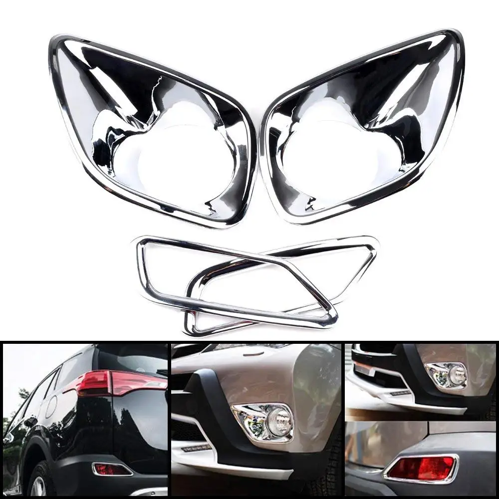 Chrome Front + Rear Fog light lamp Cover Trim For Toyota RAV4 2013 2014 2015 
Chrome Front + Rear Fog light lamp Cover Trim For Toyota RAV4 2013 2014 2015