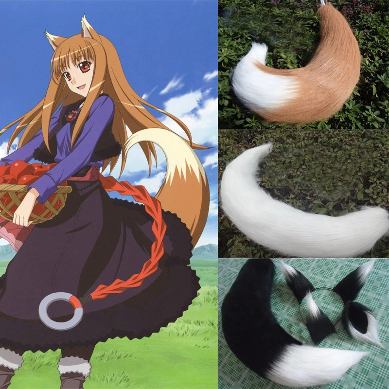 

Anime Spice and Wolf Holo Fox Tail Cosplay Props Kiss Kamisama Hajimemashita Fox Neko Ear Women Girls Sexy Accessories