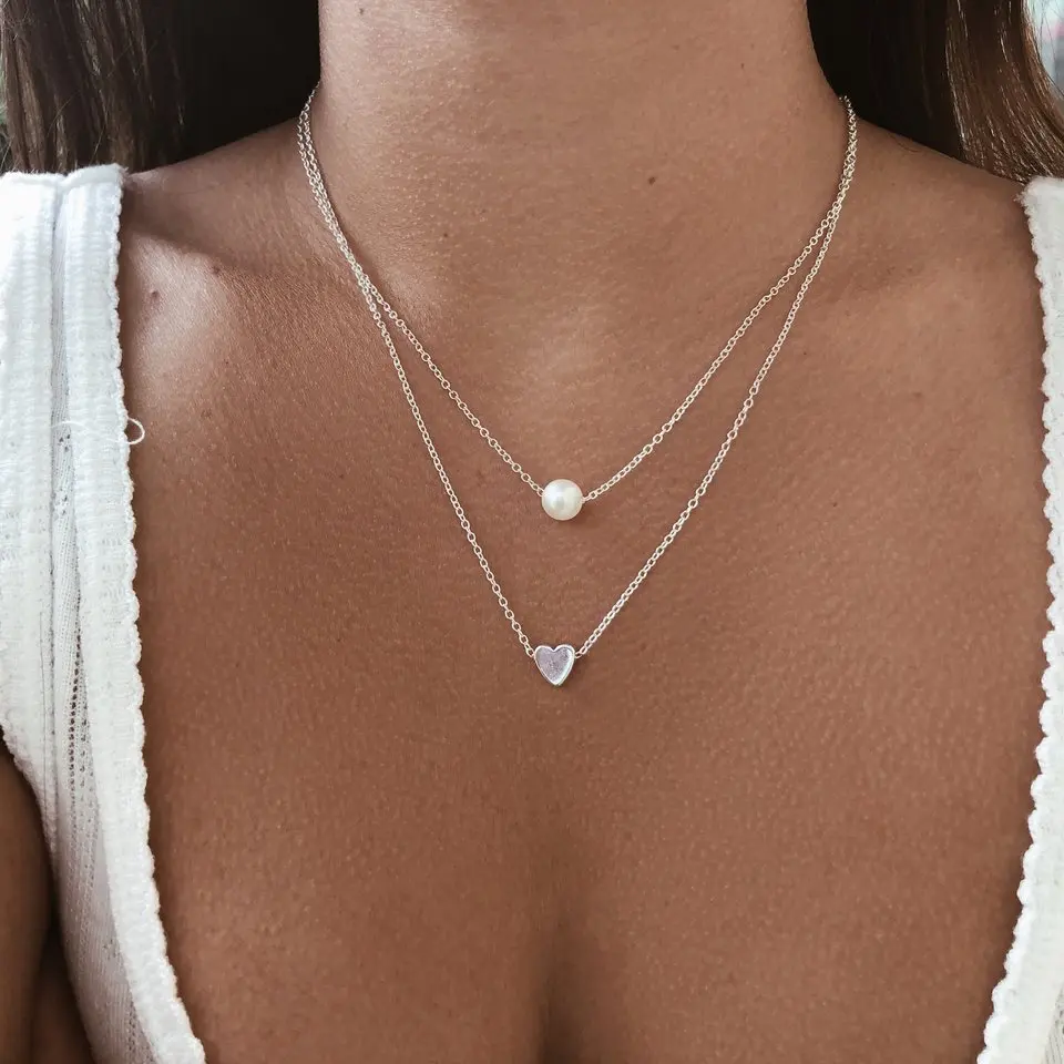 Korean Fashion Love Heart Pearl Chain Necklace Women Simple Personality Layered Clavicle Choker Necklaces
Korean Fashion Love Heart Pearl Chain Necklace Women Simple Personality Layered Clavicle Choker Necklaces