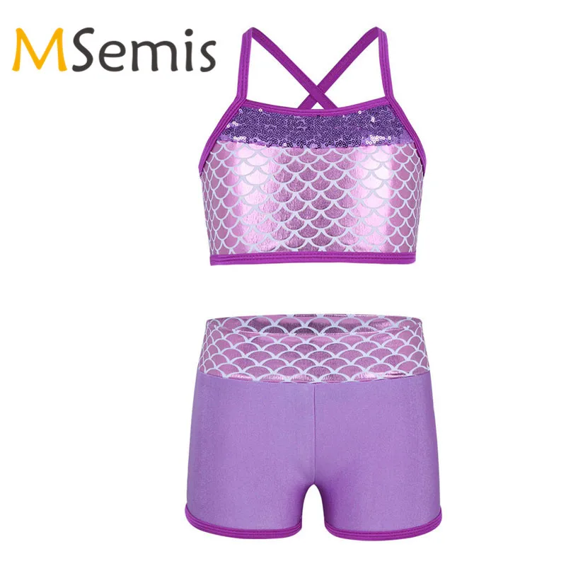 Kids Girls Tankini Swimsuit Gymnastics Two Pieces Children's Swimming Suit Outfit Sequins Mermaid Tank Top with Shorts Swimwear
Kids Girls Tankini Swimsuit Gymnastics Two Pieces Children's Swimming Suit Outfit Sequins Mermaid Tank Top with Shorts Swimwear