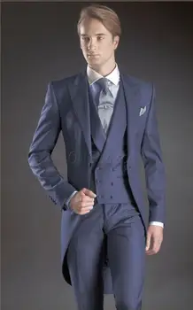 Morning Style One Button Navy Blue Groom Tailcoat Groomsmen Men's Wedding Prom Suits Custom Made (Jacket+Pants+Vest+Tie) K:335
Morning Style One Button Navy Blue Groom Tailcoat Groomsmen Men's Wedding Prom Suits Custom Made (Jacket+Pants+Vest+Tie) K:335