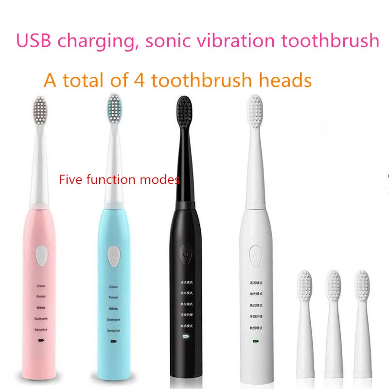 USB Charging Waterproof Electric Toothbrush Sonic Vibration Detachable Brush Head Soft Hair Five-mode Teeth Deep Cleaning
USB Charging Waterproof Electric Toothbrush Sonic Vibration Detachable Brush Head Soft Hair Five-mode Teeth Deep Cleaning