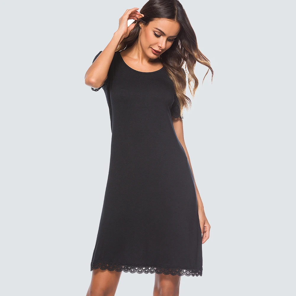 Casual Summer Shift Black Dress Women Elegant Round Neck Loose Straight Dress HT029
Casual Summer Shift Black Dress Women Elegant Round Neck Loose Straight Dress HT029