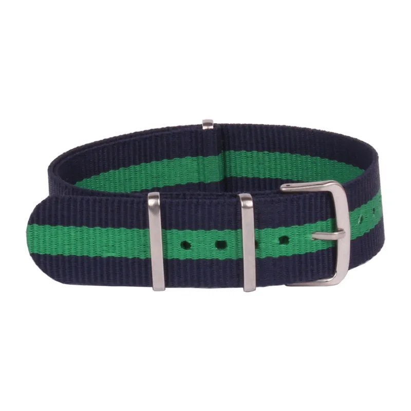 Фото Buy2 Get 10% OFF) Cambo Stripe Military Nato Nylon Watch 24 mm Navy Green fabric Woven watchbands Strap Band 24mm accessories | Наручные