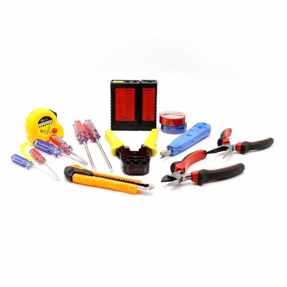 NF-1506 Network Repair Tool Kit Lan Cable Tester NF-468 Pliers Screwdrivers Punch Down Tool Crimping Tool Maintenance Tool Set
NF-1506 Network Repair Tool Kit Lan Cable Tester NF-468 Pliers Screwdrivers Punch Down Tool Crimping Tool Maintenance Tool Set