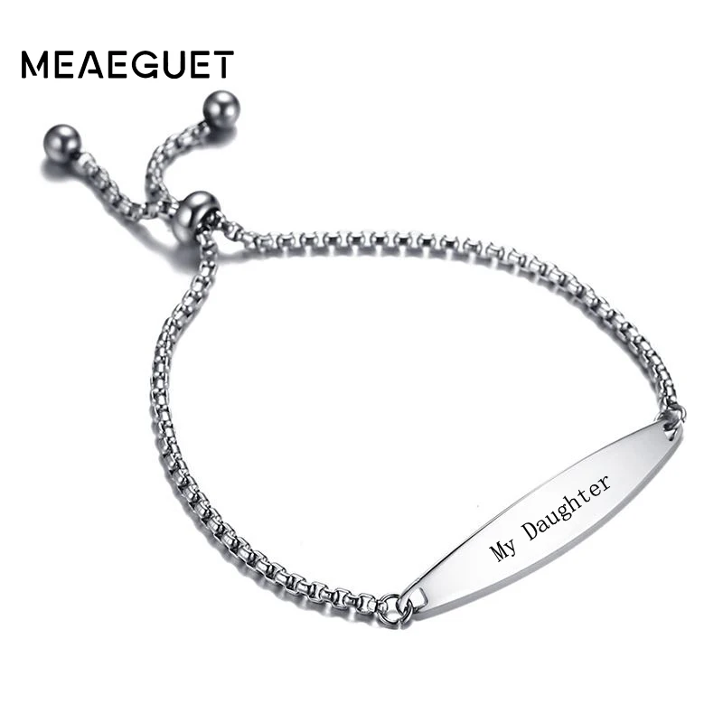 Women Handmade Chain ID Bracelet Silver Color Personalized Tag Stainless Steel Bracelets Adjustable Pulseira Free Engraving
Women Handmade Chain ID Bracelet Silver Color Personalized Tag Stainless Steel Bracelets Adjustable Pulseira Free Engraving