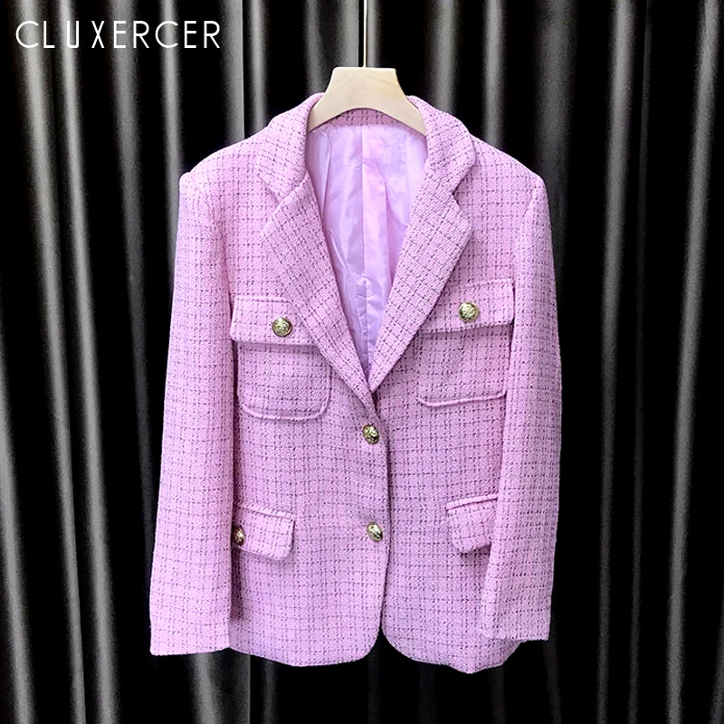 High Quality Newest Women Plaid Tweed Blazer 2019 Spring Autumn Korea Style Pink Blue Long Sleeve Office Lady Blazer Coat Mujer
High Quality Newest Women Plaid Tweed Blazer 2019 Spring Autumn Korea Style Pink Blue Long Sleeve Office Lady Blazer Coat Mujer