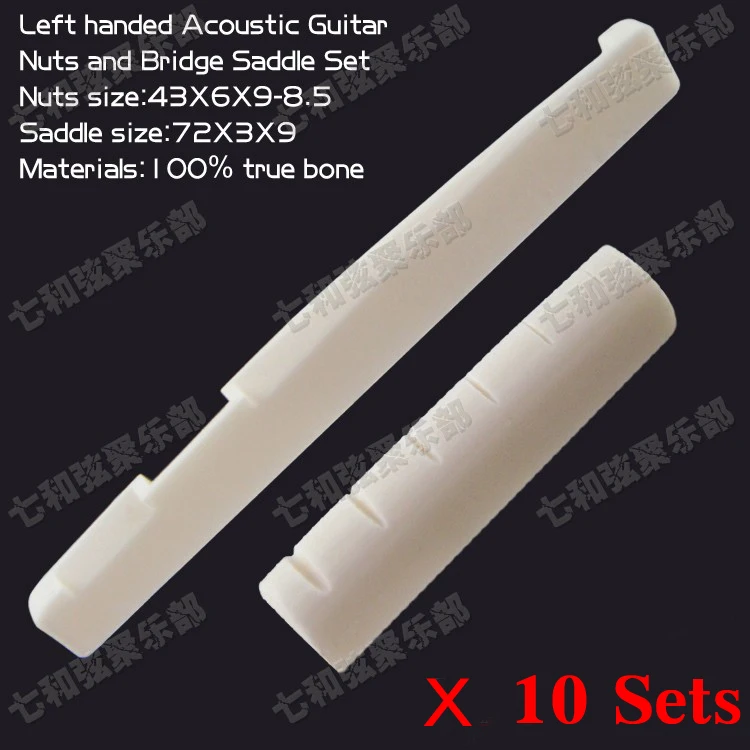 10 Set Left handed Bone Acoustic Guitar Bridge Saddle & Nut,Backhand Folk Guitar Bridge Saddle Nut Set 43x6x9-8.5mm/72*3*9mm
10 Set Left handed Bone Acoustic Guitar Bridge Saddle & Nut,Backhand Folk Guitar Bridge Saddle Nut Set 43x6x9-8.5mm/72*3*9mm