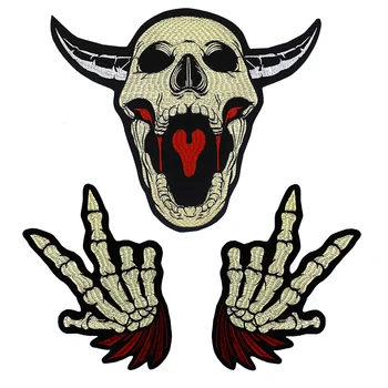 Skull Cattle Patches Finger Hands Embroidery Applique Punk Motorcycle Sticker Iron on Biker DIY Jacket Badge for Clothes 5 sets
Skull Cattle Patches Finger Hands Embroidery Applique Punk Motorcycle Sticker Iron on Biker DIY Jacket Badge for Clothes 5 sets