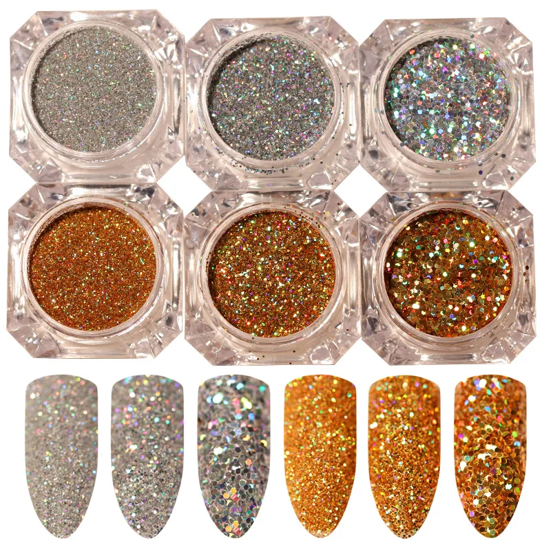 6Pcs Holo Gold Silver Nail Glitter Laser Hologram Paillettes Nail Art Dust Powder Manicure Holographic Nail Sequins
6Pcs Holo Gold Silver Nail Glitter Laser Hologram Paillettes Nail Art Dust Powder Manicure Holographic Nail Sequins