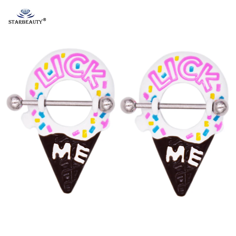 LICK ME 2 pcs/lot Sweet Rainbow Ice Cream Nipple Ring 14G Sexy Cute Nipple Piercing Nipple Rings Long Body Jewelry Pircing Women
LICK ME 2 pcs/lot Sweet Rainbow Ice Cream Nipple Ring 14G Sexy Cute Nipple Piercing Nipple Rings Long Body Jewelry Pircing Women