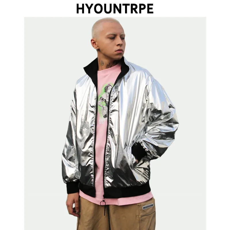 2019 Fashion Reversible Metal Silver Jackets Coat Zipper Stand Collar Vintage Casual Jacket Hip Hop High Streetwear Track Jacket
2019 Fashion Reversible Metal Silver Jackets Coat Zipper Stand Collar Vintage Casual Jacket Hip Hop High Streetwear Track Jacket