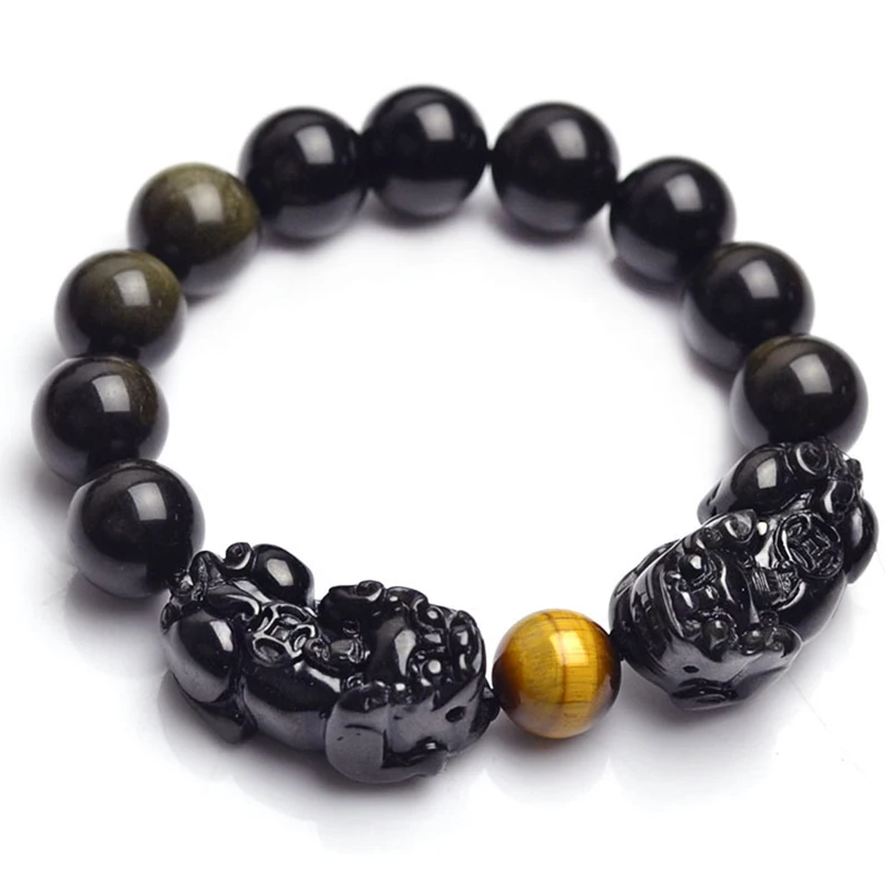 Strand Bracelets Natural Obsidian Beads Bracelet Gold Color With Pixiu Lucky Brave Charms For Women Men Jewelry
Strand Bracelets Natural Obsidian Beads Bracelet Gold Color With Pixiu Lucky Brave Charms For Women Men Jewelry