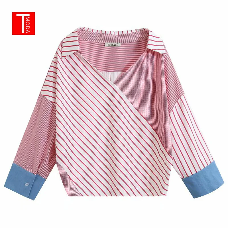 2019 Summer Fashion Women Sweet Pink Striped V Neck Shirt Loose Tops Women New Sexy Stripe Patchwork Long Sleeve Shirt
2019 Summer Fashion Women Sweet Pink Striped V Neck Shirt Loose Tops Women New Sexy Stripe Patchwork Long Sleeve Shirt