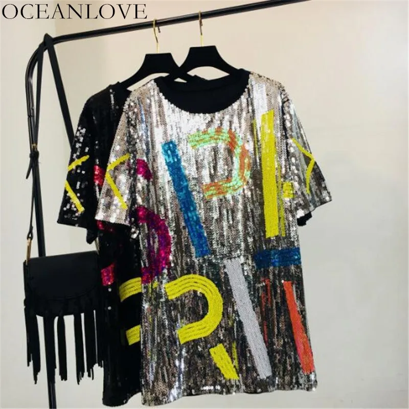 OCEANLOVE Sequined 2019 Spring Summer Women Dress Short Sleeve Loose Bling Dresses O-neck Letters Korean Patchwork Vestido 11003
OCEANLOVE Sequined 2019 Spring Summer Women Dress Short Sleeve Loose Bling Dresses O-neck Letters Korean Patchwork Vestido 11003