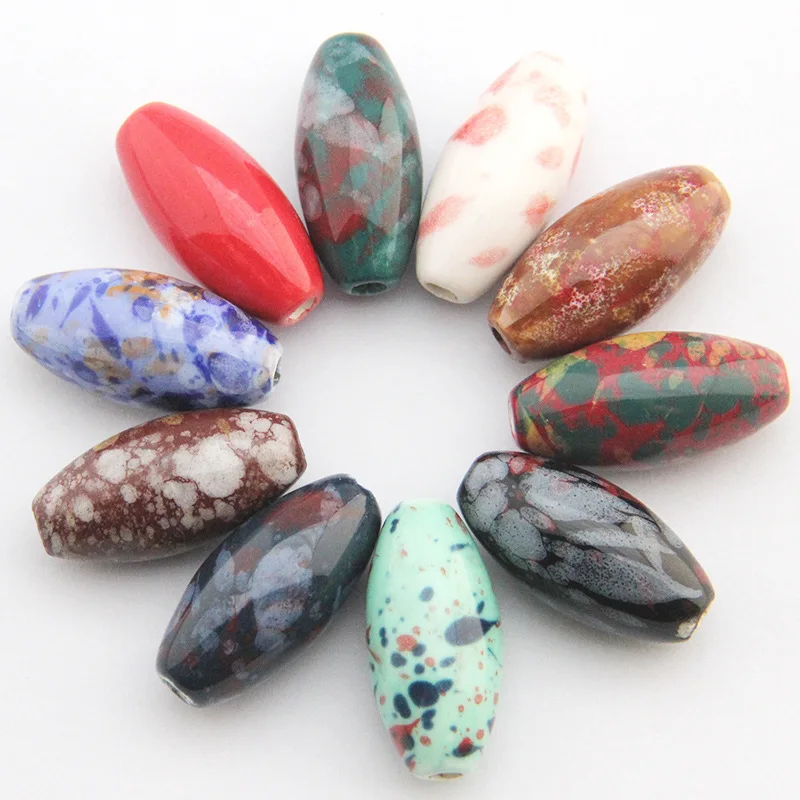 5pcs/lot European Fancy Glazed Olive Ceramic Beads 14x29mm Big Hole Decoration Charms Porcelain DIY Jewelry Findings Ornament
5pcs/lot European Fancy Glazed Olive Ceramic Beads 14x29mm Big Hole Decoration Charms Porcelain DIY Jewelry Findings Ornament