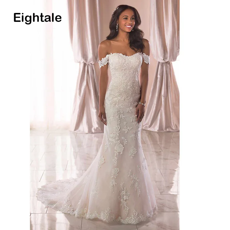 Eightale African Boho Wedding Dresses Mermaid Lace Sweetheart Bridal Dress Appliques Off the Shoulder Wedding Gowns 2019
Eightale African Boho Wedding Dresses Mermaid Lace Sweetheart Bridal Dress Appliques Off the Shoulder Wedding Gowns 2019