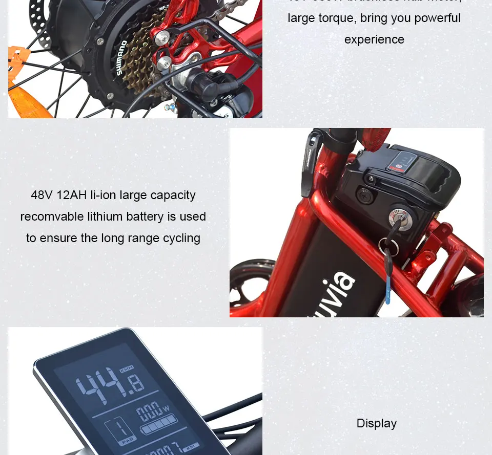 Sale Vtuvia 48V 500W Motor Electric Bike 20 inch 4.0 Fat Wheel E-bike Snow Mountain Folding Electric Bicycle with 12Ah Li-ion Battery 5