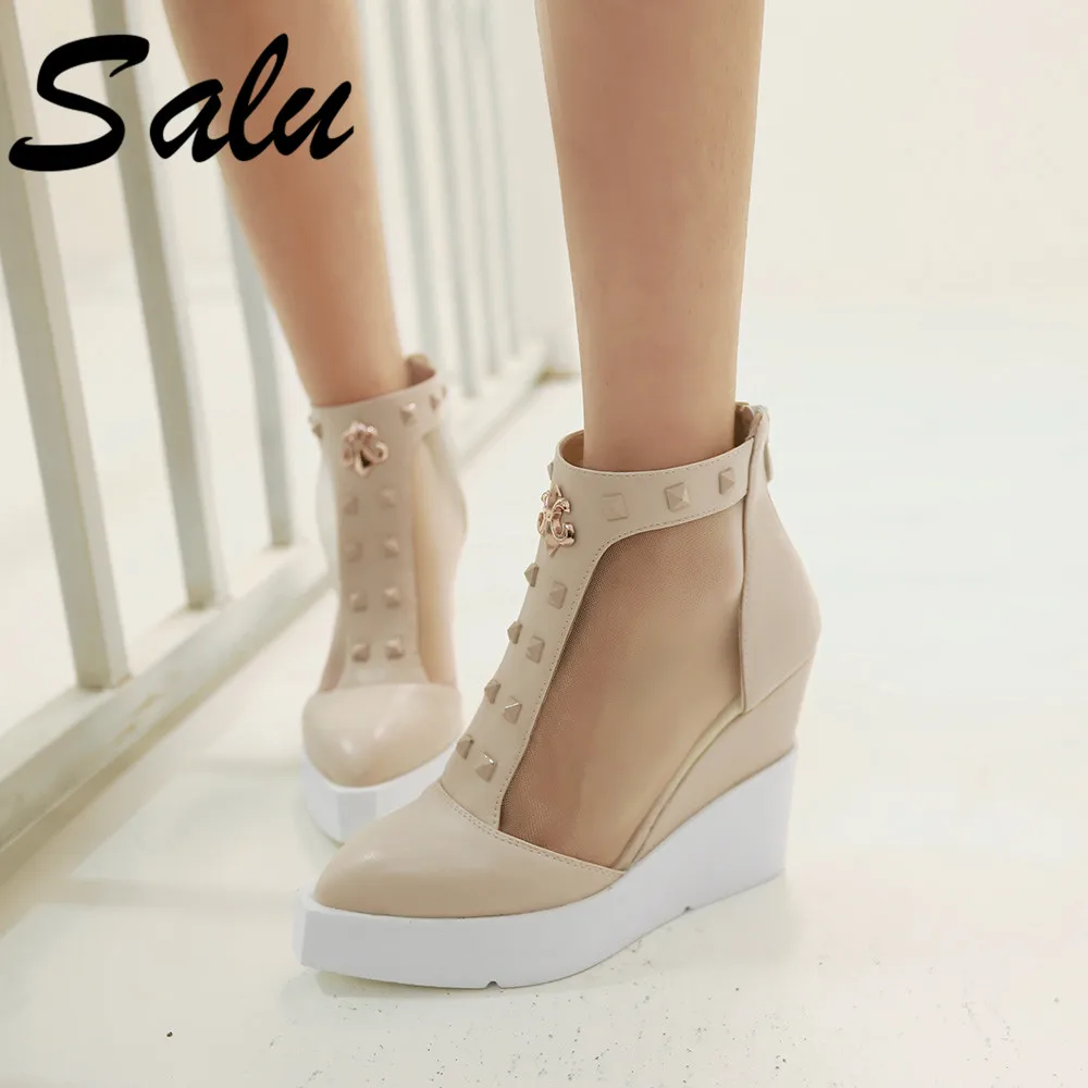 Salu New Women Ankle Boots Autumn Summer Wedges High Heels Shoes Woman Pu Leather Casual Quality Brand Boots
Salu New Women Ankle Boots Autumn Summer Wedges High Heels Shoes Woman Pu Leather Casual Quality Brand Boots