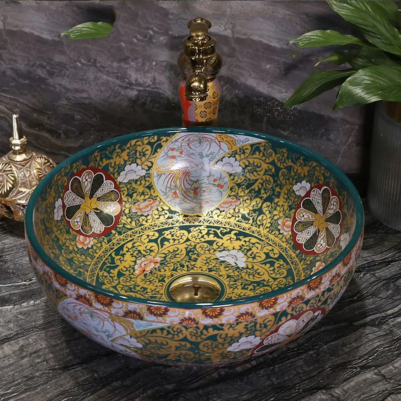 Round ceramic art basin wash face bathroom sink Round ceramic art basin wash face bathroom sink