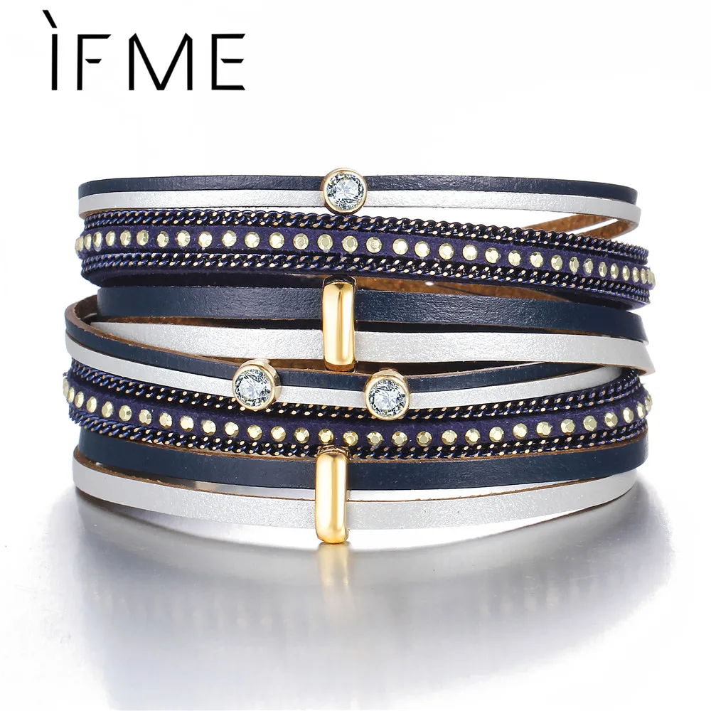 IF ME Vintage Crystal Multiple Layers Leather Charms Bracelets for Women Men Bohemian Beads Navy Statement Bracelet Jewelry 2018
IF ME Vintage Crystal Multiple Layers Leather Charms Bracelets for Women Men Bohemian Beads Navy Statement Bracelet Jewelry 2018