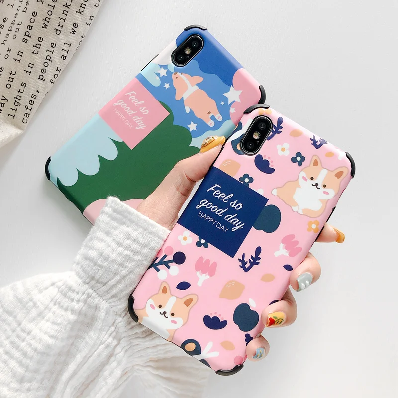 Cute Pink Corgi Dog Flower Case For iPhone 6 6s 7 8 Plus 7Plus TPU Shockproof Case for iPhone X XS XR Xs MAX Soft Back Cover
Cute Pink Corgi Dog Flower Case For iPhone 6 6s 7 8 Plus 7Plus TPU Shockproof Case for iPhone X XS XR Xs MAX Soft Back Cover