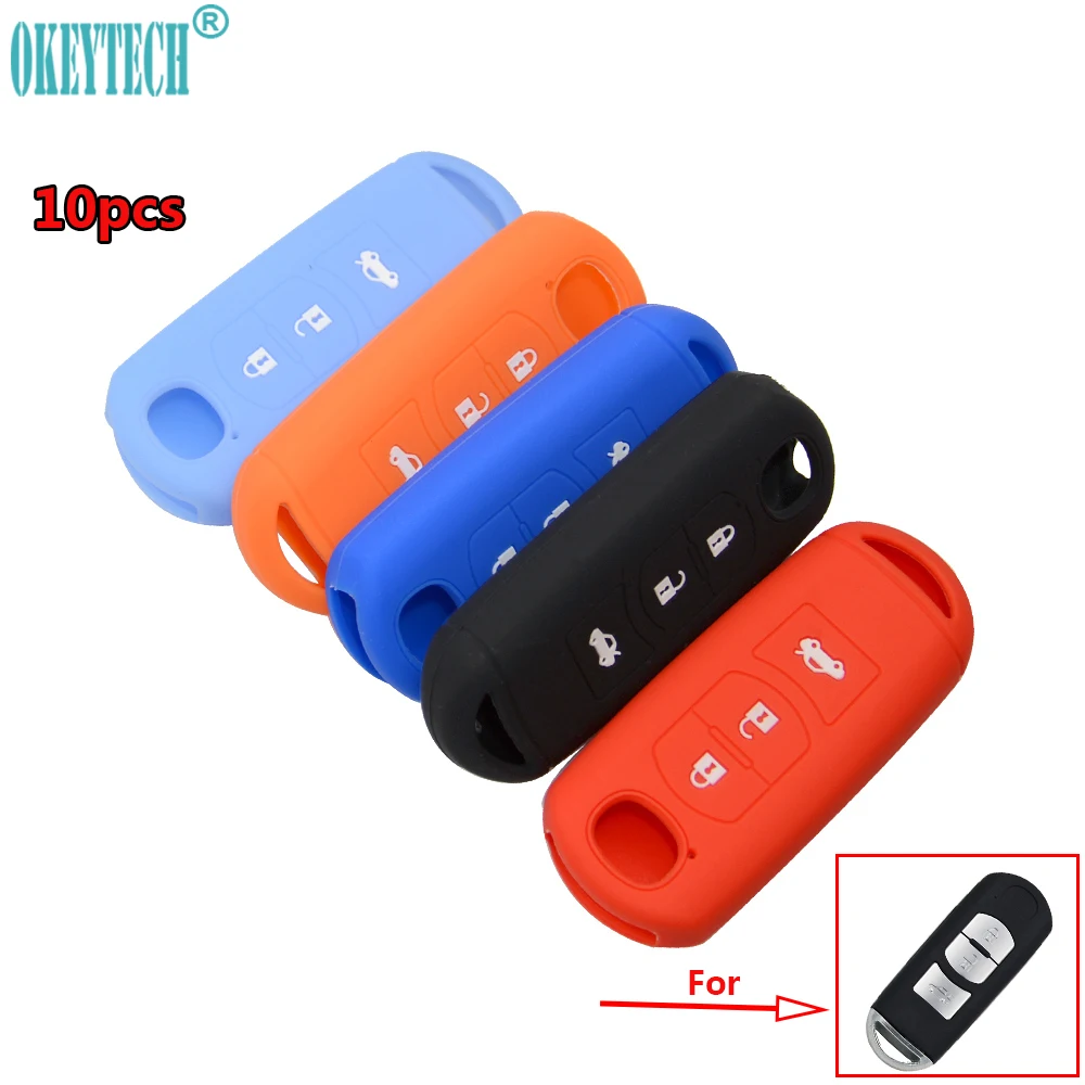 OkeyTech 10PCSLOT Car Styling Soft Silicone Rubber Car Key Cover Case For Mazda 2 3 5 6 8 Atenza CX5 CX-7 CX-9 MX-5 RX Smart