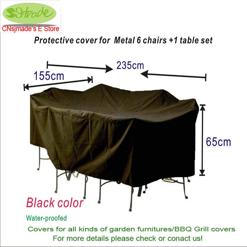 Durable Protective Cover for Garden Metal set 6 chairs+1 table,235x155x65cm,water/dust proof Oxford fabric, Black color cover
Durable Protective Cover for Garden Metal set 6 chairs+1 table,235x155x65cm,water/dust proof Oxford fabric, Black color cover