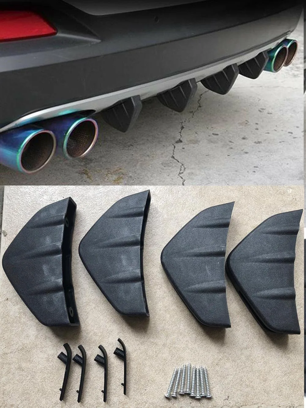 4pc Universal Car Rear Bumper Diffuser Molding Shark Fin Spoiler Protector Cover
4pc Universal Car Rear Bumper Diffuser Molding Shark Fin Spoiler Protector Cover