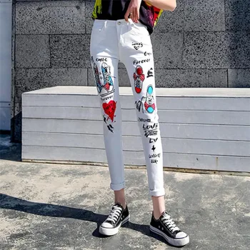 White denim pants women summer jeans 2019 spring new print fashion slim stretch high waist Korean pencil pants r1047
White denim pants women summer jeans 2019 spring new print fashion slim stretch high waist Korean pencil pants r1047