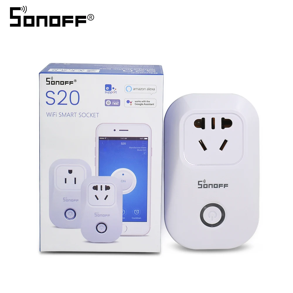 Sonoff S20 EU UK US AU Power Supply Plug Wifi Socket Switch For Smart Home Remote Control Automation Relay Module 10A 220V
Sonoff S20 EU UK US AU Power Supply Plug Wifi Socket Switch For Smart Home Remote Control Automation Relay Module 10A 220V