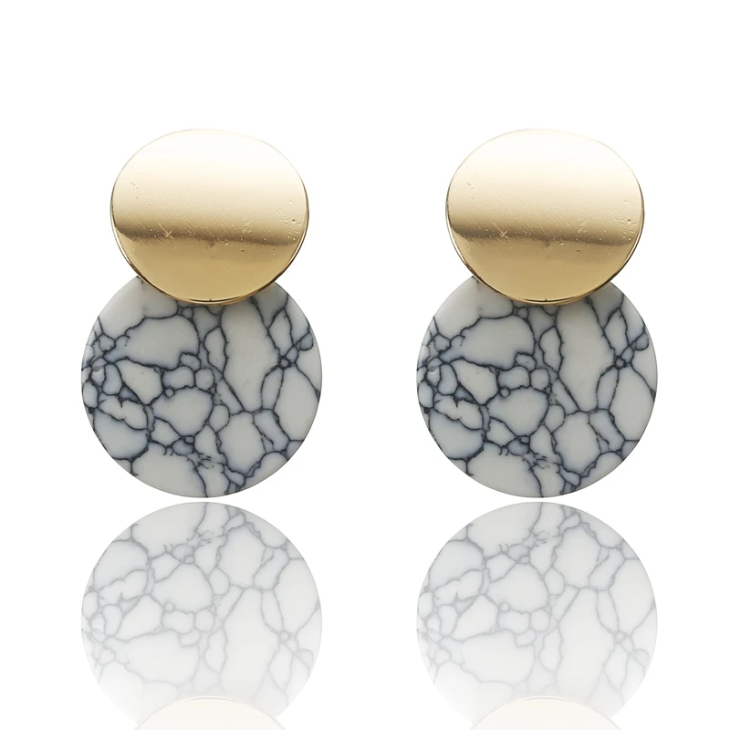 Hot Sale Trendy Bar Earrings Gold Round Metal White Cracked Marble Stud Earrings for Women Korean Cute Brincos Oorbellen Bijoux
Hot Sale Trendy Bar Earrings Gold Round Metal White Cracked Marble Stud Earrings for Women Korean Cute Brincos Oorbellen Bijoux
