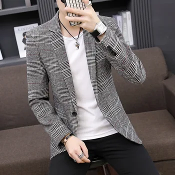 Men's High Quality Plaid Stripes Fashion Ternos Slim Fit Masculinos Jacket Men's Business Casual Suit Blazer
Men's High Quality Plaid Stripes Fashion Ternos Slim Fit Masculinos Jacket Men's Business Casual Suit Blazer