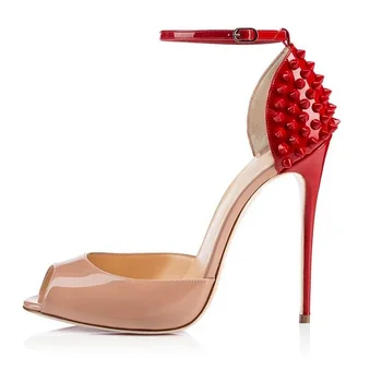 Sexy Peep Toe Rivets Studded Ankle Strap Sandal Mixed Colors Patent Leather Dress Shoes High Heel Pumps For Women Real Photo
Sexy Peep Toe Rivets Studded Ankle Strap Sandal Mixed Colors Patent Leather Dress Shoes High Heel Pumps For Women Real Photo