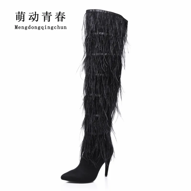 New Women Boots 2018 Fashion Faux Fur Pointed Toe Autumn Winter High Heels Boots Flock Ostrich Leather Over The Knee Boots
New Women Boots 2018 Fashion Faux Fur Pointed Toe Autumn Winter High Heels Boots Flock Ostrich Leather Over The Knee Boots