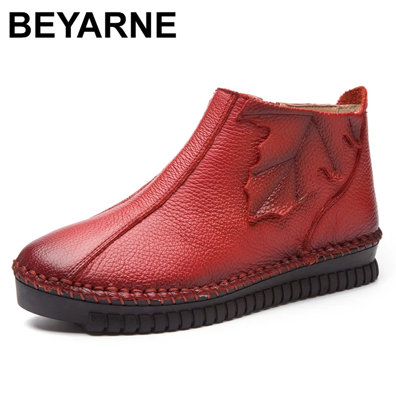 BEYARNE women Vintage Style Genuine Leather Ankle Boots Handmade lace-up Female Warm Winter Shoes Flat Booties
BEYARNE women Vintage Style Genuine Leather Ankle Boots Handmade lace-up Female Warm Winter Shoes Flat Booties