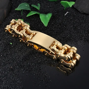 KB69637-CH Brand New Plated Gold Stainless Steel Motorcycle Chain Huge ID Bracelet Heavyweight 195g for Men's Gifts 21mm 9 inch 
KB69637-CH Brand New Plated Gold Stainless Steel Motorcycle Chain Huge ID Bracelet Heavyweight 195g for Men's Gifts 21mm 9 inch